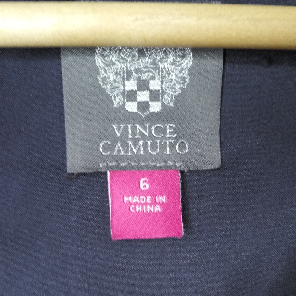 New Vince Camuto Navy Beaded Neckline Capelet Gown Size 6 - Picture 9 of 14